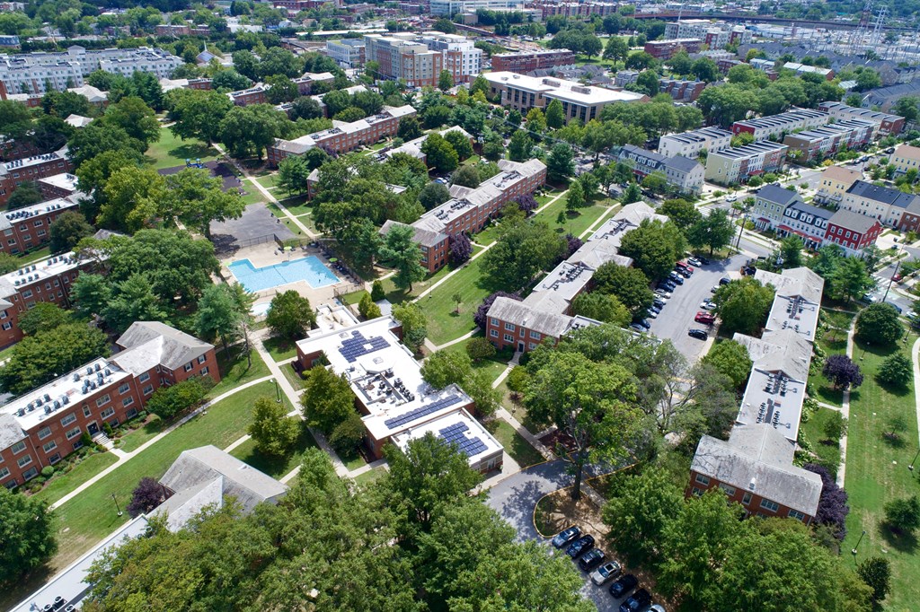 Aerial view of Mayfair Mansions