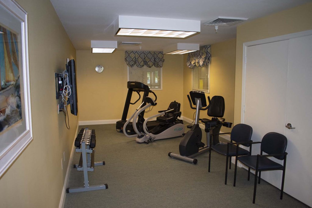 our gym is stocked with a variety of exercise equipment