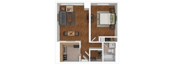 a floor plan of a house with a bedroom and a bathroom