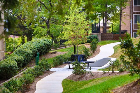 Community rooms and outdoor courtyard at Edgewood Commons 601 featuring high-speed internet and communal gathering areas; market-rate units available in this amenity-rich DC apartment community.