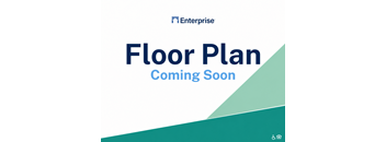 A graphic with a white background and a green and blue design element, with the text 'Floor Plan Coming Soon' and the Enterprise logo.