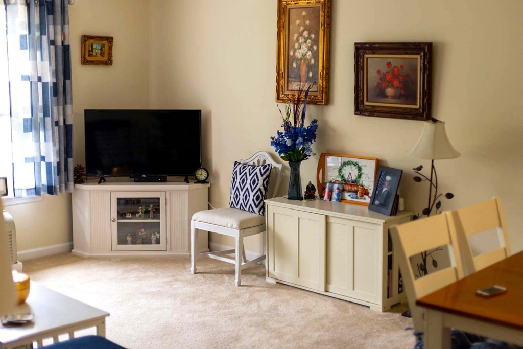 a living room filled with furniture and a tv