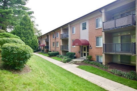 our apartments are located in a quiet neighborhood with a green lawn