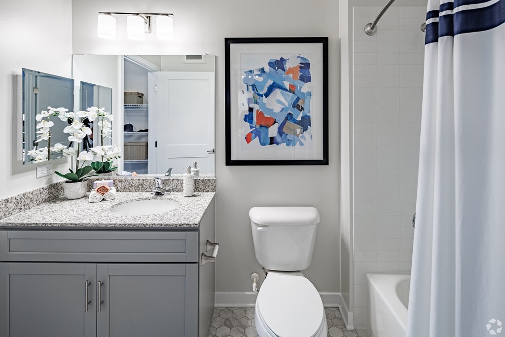 a bathroom with a white toilet and a sink and a mirror