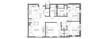 A black and white image of a house floor plan.