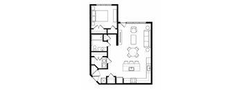 A black and white image of a floor plan for a house.