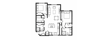 A black and white image of a floor plan of a house.
