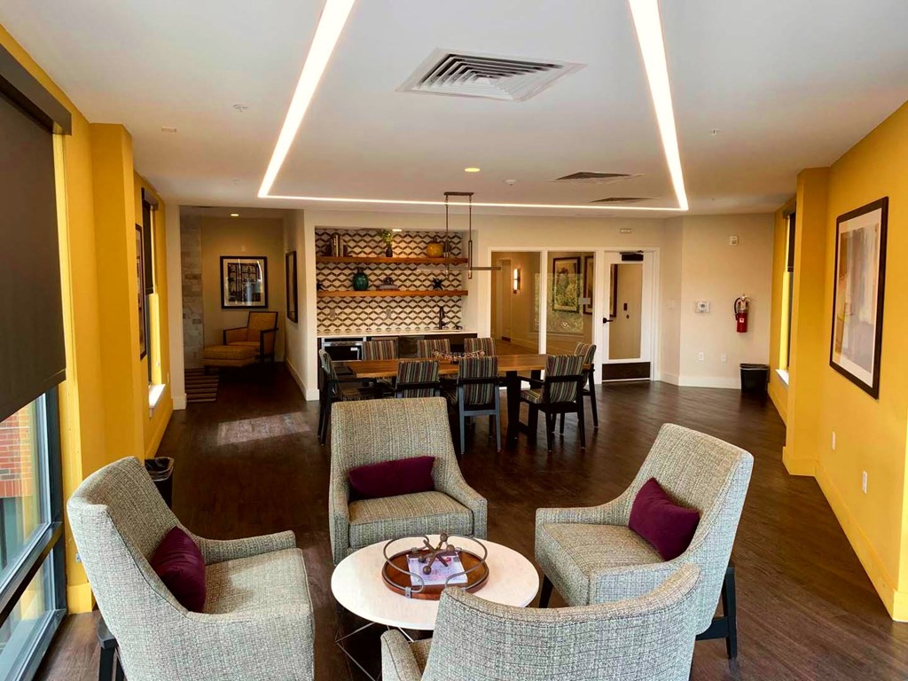 Pet-friendly and smoke-free, Metro Heights community amenities include a fitness center, business center, media room, playground, bike storage, and underground parking—perfect for urban, connected living near downtown Baltimore.
