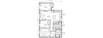 a floor plan of a small house with a kitchen and a living room