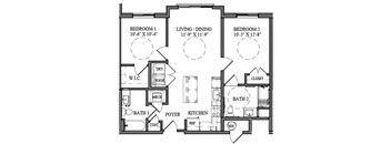 2 Bedroom 2 Bathroom Apartment Home