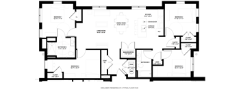 A black and white image of a floor plan for a home.