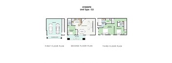 3 bedroom 3 bathroom Floor plan A at Landing at Round Rock, Texas