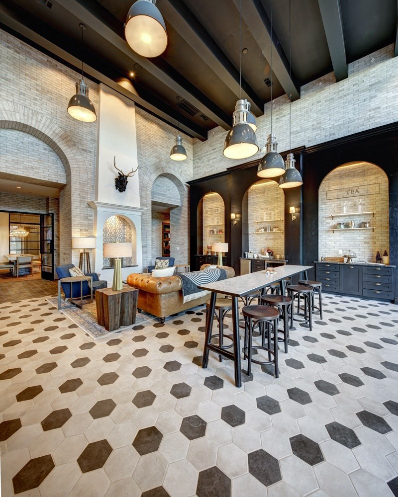 Clubhouse Kitchen Breakfast Bar with Stools at The Alden at Cedar Park, Texas, 78613