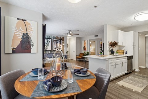 Dining room with a round table and 4 chairs at The Hartley at Sweetwater Creek, Duluth, GA, 30096