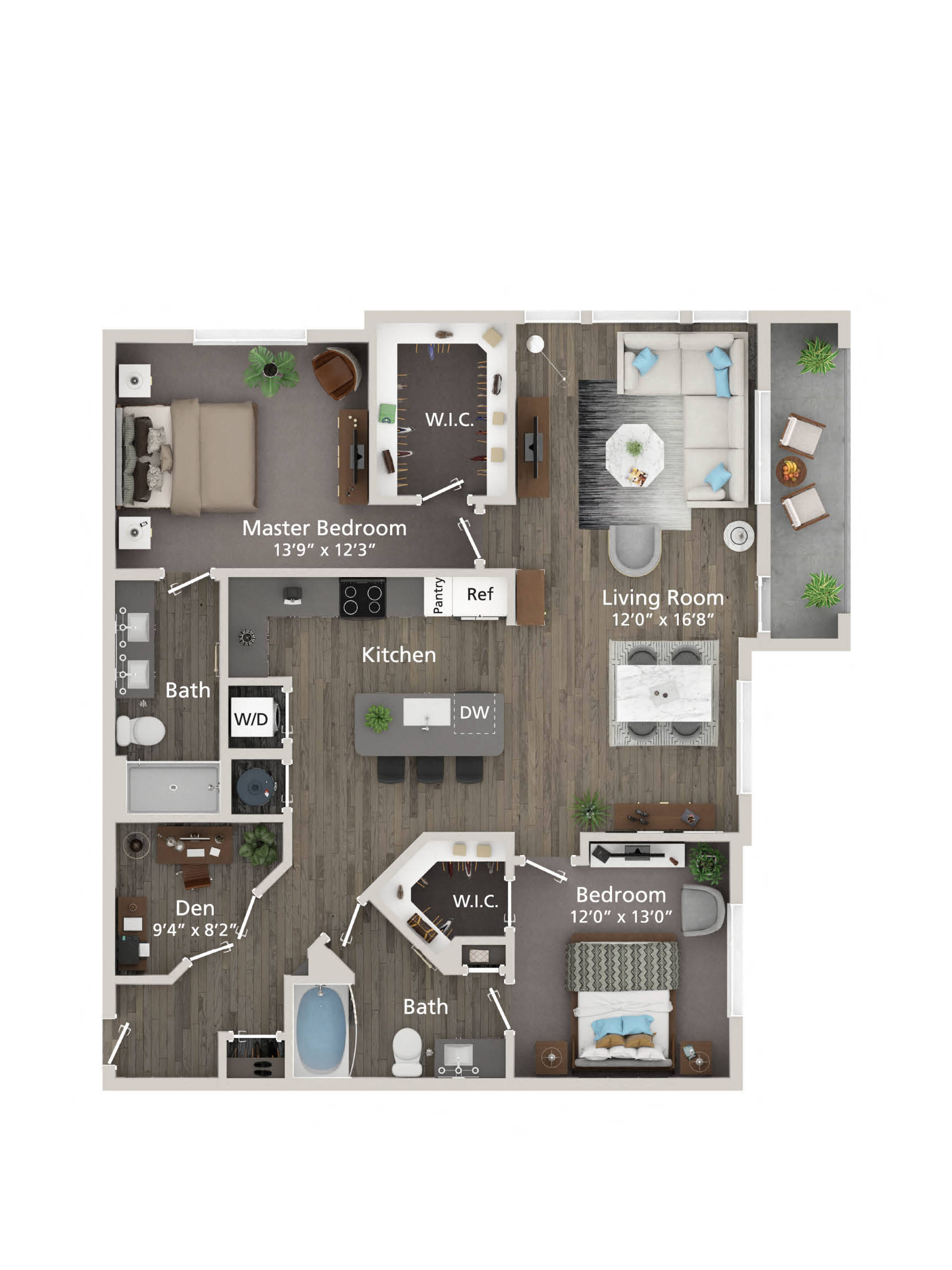 1394 Square-Feet B3 2 bed 2 bath Floorplan  at Allure on the Parkway, Lake Mary, 32746