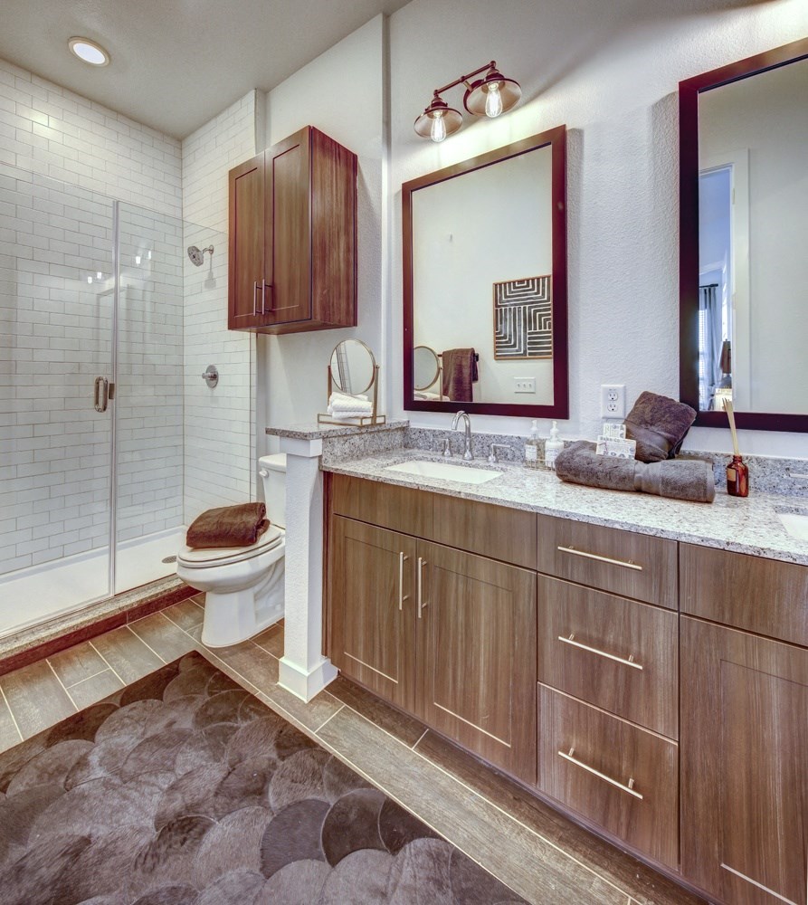 Renovated Bathrooms With Quartz Counters at The Alden at Cedar Park, Cedar Park, TX, 78613