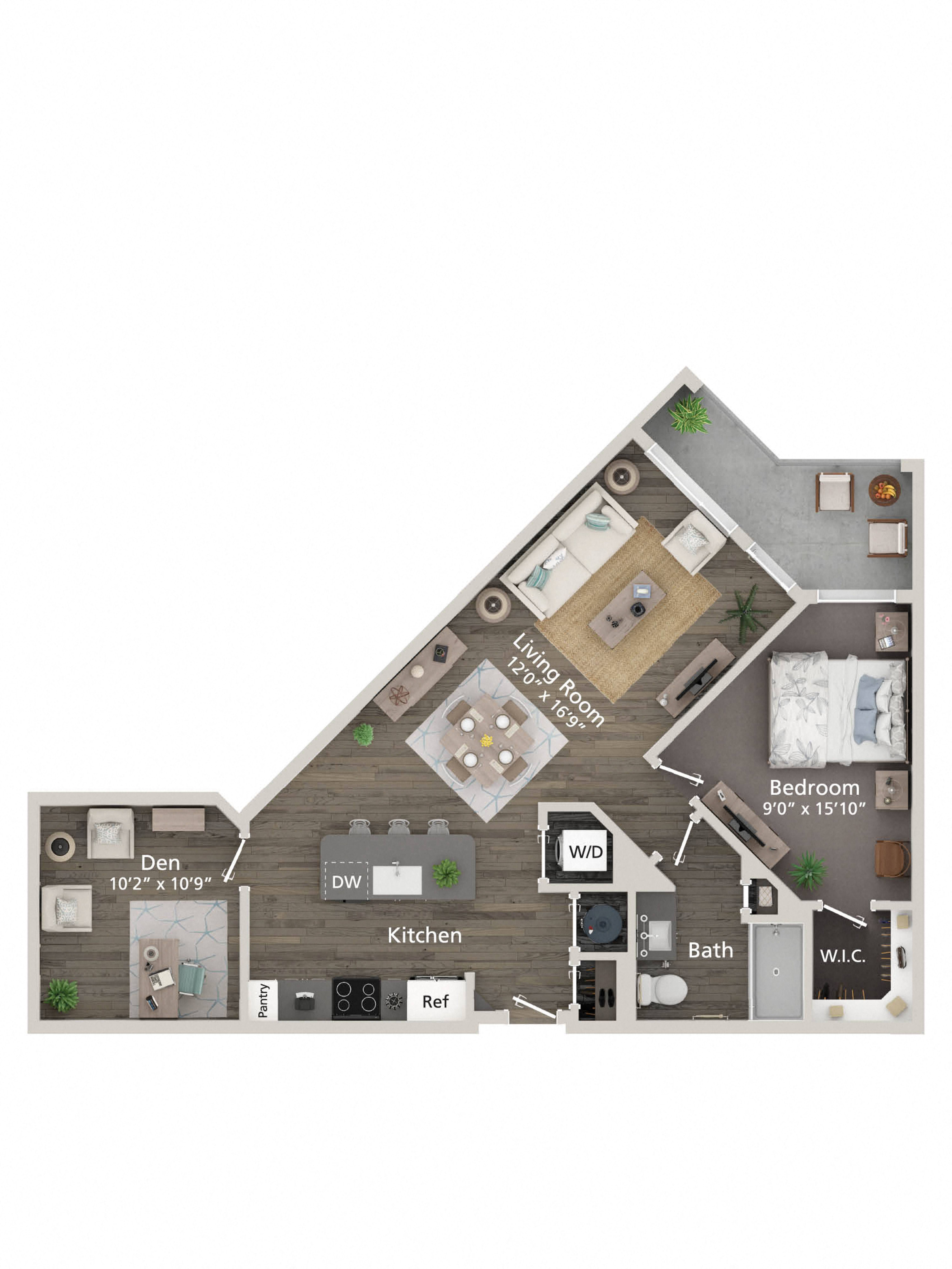 905 Square-Feet A5 1 bed 1 bath  Floorplan  at Allure on the Parkway, Lake Mary, 32746