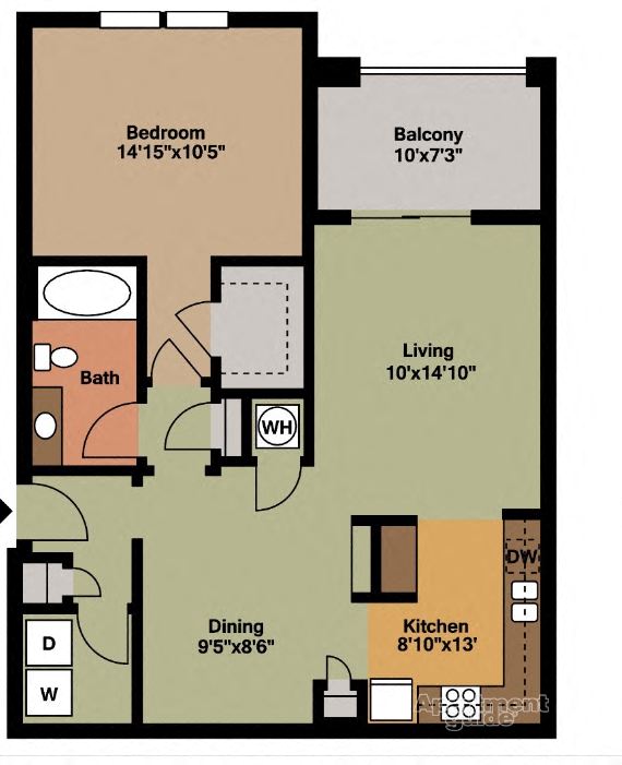 885 Square-Foot The Percy Floor Plan at Grand Oak at Town Park, Smyrna, 37167