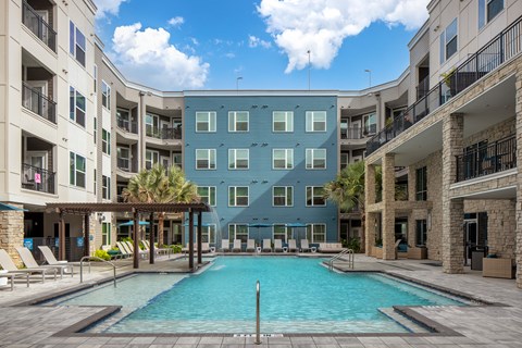 Pool deck area at Allure on Parkway, Lake Mary, FL, 32746