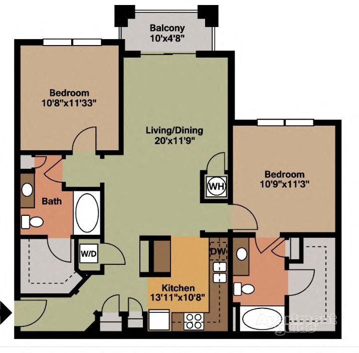 1059 Square-Foot The Davis Floor Plan at Grand Oak at Town Park, Smyrna