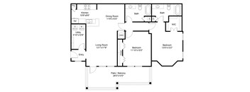 2 bed 2 bath B1 Floor Plan at The Veranda, Lawrenceville, 30044