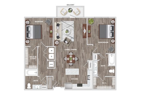 2 bed 2 bath C at Lassiter at North Hills, Raleigh