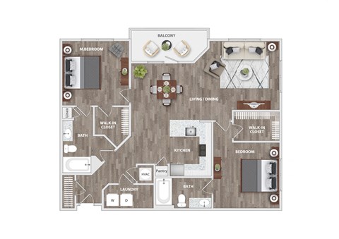 2 bed 2 bath D at Lassiter at North Hills, North Carolina