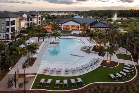 Bainbridge Sunlake - Aerial - Pool Sunset