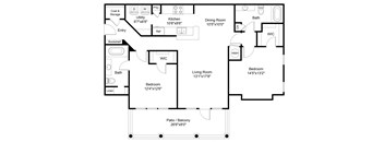 3 bed 2 bath C1 Floor Plan at The Veranda, Lawrenceville, Georgia