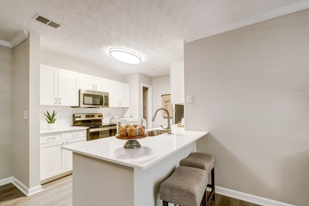 Gourmet Kitchen With Island at The Veranda, Lawrenceville, GA, 30044