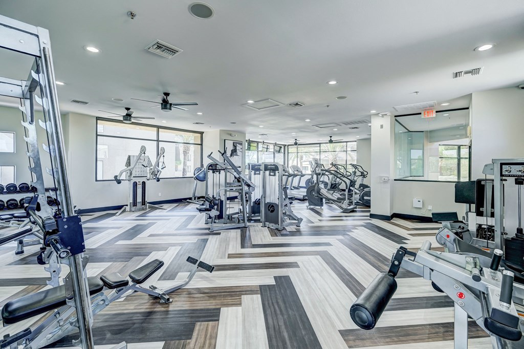 the gym at the monarch luxury apartments in des plaines