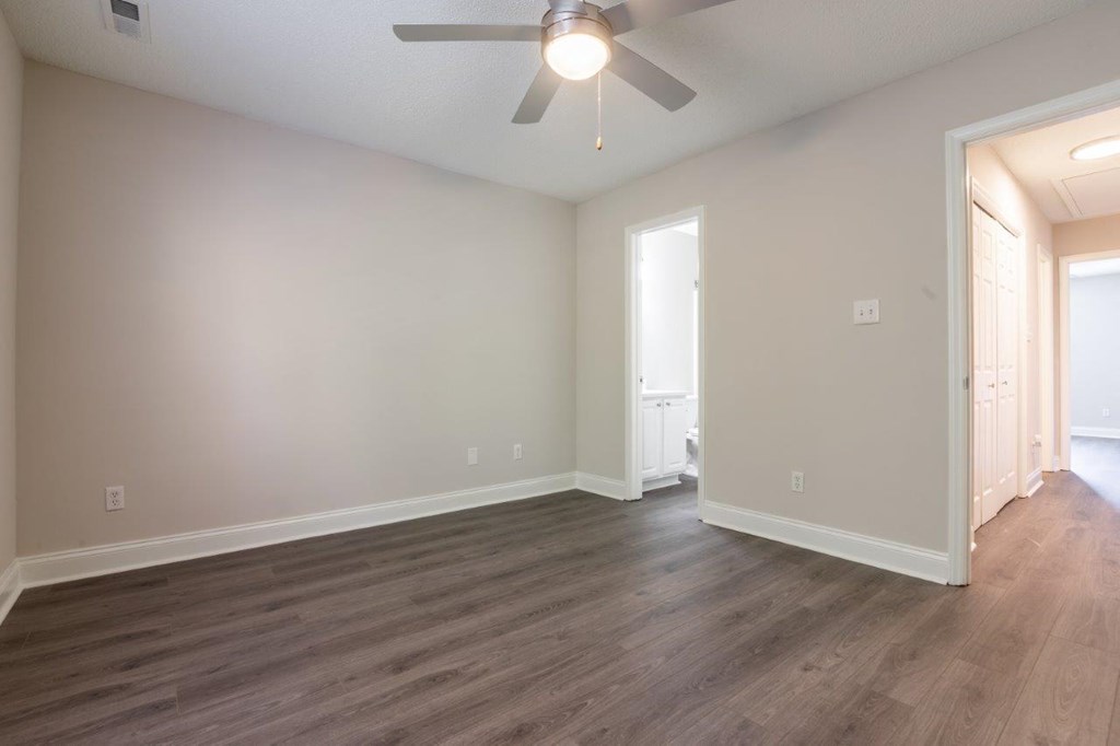 Indigo Apartments Model Bedroom with Attached Bathroom
