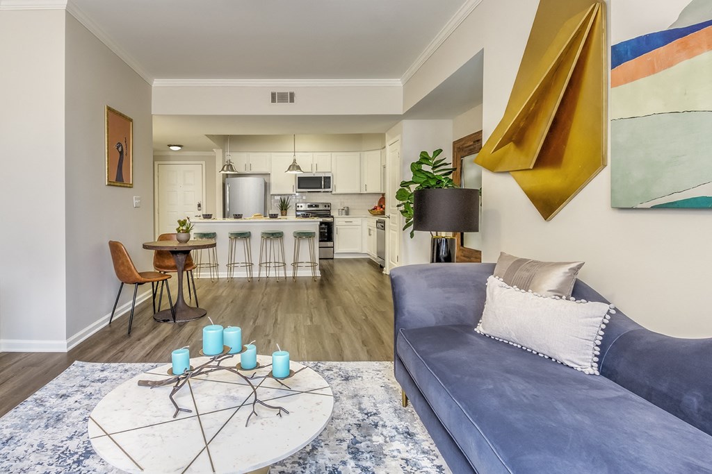 Living room area at Lassiter at North Hills, Raleigh, NC