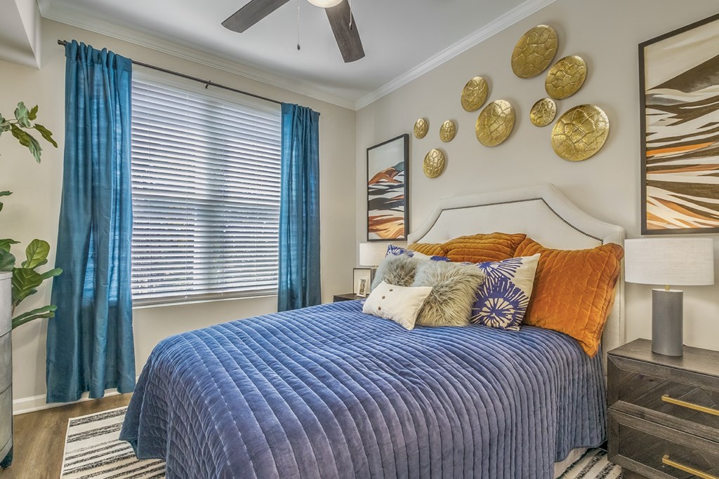 Bedroom with cozy bed at Lassiter at North Hills, North Carolina