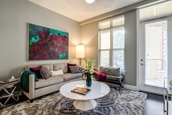 Living Room With Expansive Window Living Room With Expansive Window at LaVie SouthPark, Charlotte, North Carolina - Photo Gallery 6