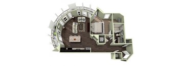 792 Square-Feet 1 bedroom 1 bathroom ARLIE Floor Plan at LaVie Southpark, Charlotte, North Carolina