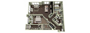 1274 Square-Feet 2 bedroom 2 bathroom BILTMORE Floor Plan at LaVie Southpark, Charlotte, North Carolina