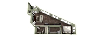 556 Square-Feet Studio 1 bathroom DUNHILL Floor Plan at LaVie Southpark, Charlotte, NC