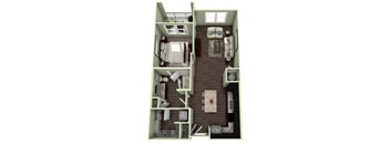 Starting from 729 Square-Feet 1 bedroom 1 bathroom EDENTON Floor Plan at LaVie Southpark, North Carolina
