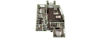 1133 Square-Feet 2 bedroom 2 bathroom GRANDOVER Floor Plan at LaVie Southpark, North Carolina