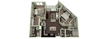 1069 Square-Feet 2 bedroom 2 bathroom GROVEPARK Floor Plan at LaVie Southpark, North Carolina, 28209
