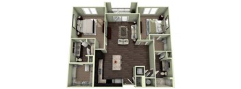1225 Square-Feet 2 bedroom 2 bathroom JACKSON Floor Plan at LaVie Southpark, Charlotte, NC, 28209