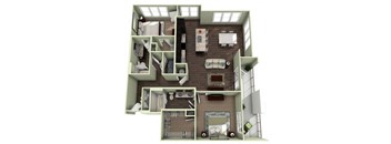 1298 Square-Feet 2 bedroom 2 bathroom LONGLEAF Floor Plan at LaVie Southpark, Charlotte, NC