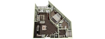 661 Square-Feet 1 bedroom 1 bathroom POLK Floor Plan at LaVie Southpark, Charlotte, 28209