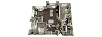 1329 Square-Feet 2 bedroom 2 bathroom Sanctuary Floor Plan at LaVie Southpark, Charlotte