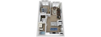 Elwood Indian Trail Apartments 3D Floor Plan A1A