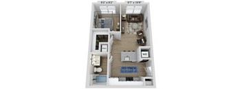Elwood Indian Trail Apartments 3D Floor Plan A1