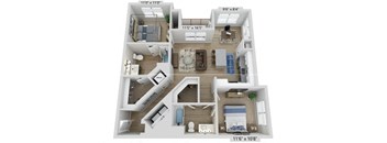 Elwood Indian Trail Apartments 3D Floor Plan B1HC
