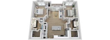 Elwood Indian Trail Apartments 3D Floor Plan B2M