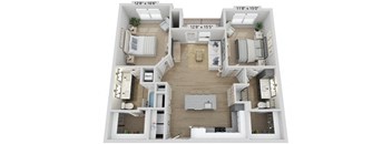 Elwood Indian Trail Apartments 3D Floor Plan B4M